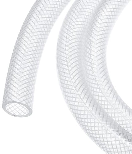 sourcing map Braided Clear PVC Vinyl Tubing 1/2 ID 5/8 OD PVC Tube High Pressure Water Hose 10ft for Industrial Tubing, Pump, 12.7mm x 16mm
