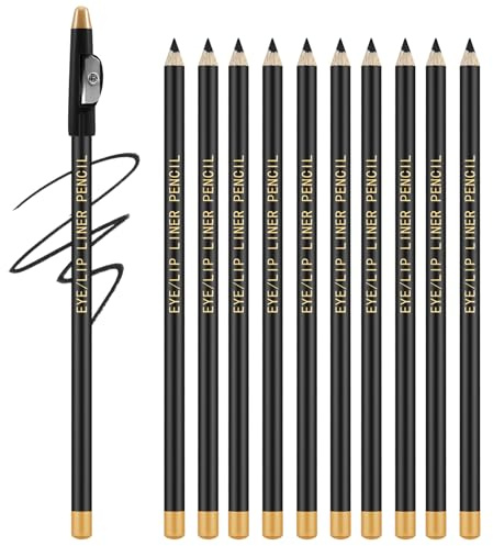 Apooliy 10pcs Augenbrauenstift Set, Langlebiger Brauenstift mit Anspitzer, Wasserfester Augenbrauenstift, Einfache Anwendung für Augenbrauen und Augen