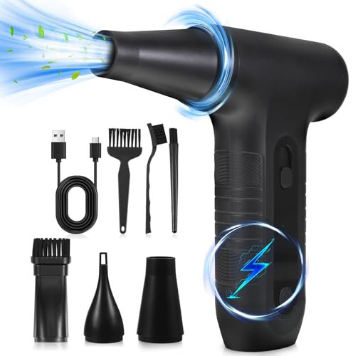tlidfgeo Mini souffleur électrique à 3 vitesses 130 000 tr/min pour ordinateur portable, voiture, canapé, matériel de bureau, kit de nettoyage PC