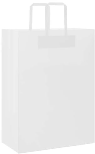 vidaXL Papiertragetaschen 50 Stk., Papiertüten mit Henkeln, Kraftpapiertüten, Geschenktüten für Einkaufen Hochzeiten Verpackungen Partys Geburtstag Weihnachten, Weiß 32x17x44cm