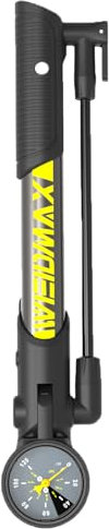 WEIDMAX Bike Pumps for All Bikes, Foldable Bicycle Pump with Pressure Gauge, Portable Frame-Mounted Bike Tyre Pump, Mini Cycle Pump with Presta & Schrader Valves, Multi-Purpose Track Pump for Bicycles
