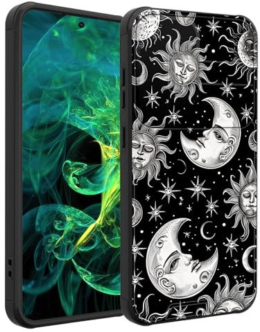 smauncucn for Galaxy S25 Plus Case with Slide Camera Cover,Heavy Duty Dual Layer Hybrid Shock Proof Protective Rugged Bumper Case for Samsung Galaxy S25 Plus 6.7 2025,Vintage Sun Moon Stars