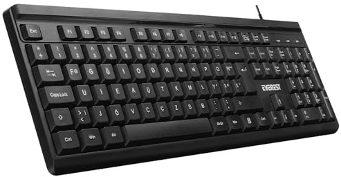 Everest KB-741F Clavier USB turc complet en cuivre 2 m Noir/gris