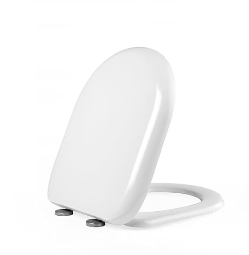 Beldray LA072771PEU7 35.5 x 44 cm, White Anti-bac Soft Close Lid, D-Shaped, Quick Release Zinc Alloy Hinges, Easy to Install & Remove, Seat Size (w x d), Fits Most Standard Toilets, Duroplastic