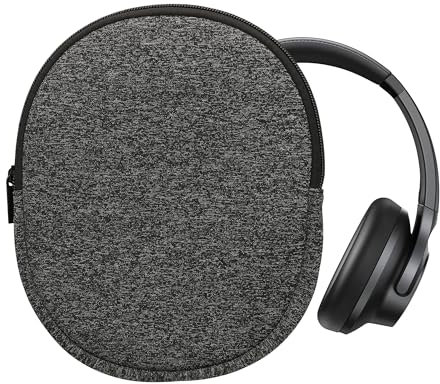 kwmobile Custodia Cuffie con Cerniera Compatibile con Anker Soundcore Q20i Cuffie - Case Cuffie Over Ear 20 x 16 cm - antracite/bianco