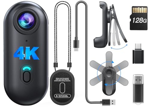 BOBLOV W4 4K Mini Body Camera, Wearable Camera with 360°Rotatable Clip & Magnetic Clip, 96 Minutes for Recording, Easy to Use for Lecture, Traveling, Pet Walking and Outdoors Activities