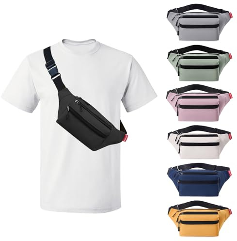 Risipu Bum Bag for Men Women, Lightweight Water-Resistant Waist Packs with Adjustable Belt & 3 Zipper Pockets, Fashionable Fanny Pack for Travel, Running, Hiking, Cycling (Black)