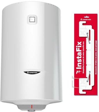 Lot Chauffe-eau Électrique Slim Ariston PRO 1 R 100 litres Ø450 mm + Support Mural Universel INSTAFIX, Pose Sans Perçage