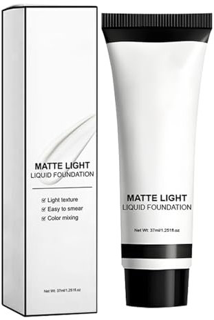 Peinture De Corps Pour Visage Crème Blanche, Maquillage Blanc Clown, Peinture De Visage Blanc Liquide, Avec Formule Preuves À La Tache Et Finition Mate Lisse, 37ml, Pour Maquilleur, Cosplay, Halloween