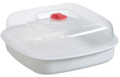 Mikrowellen -dampfer - 20,8 x 20,8 x 8,5 cm Kochdampfer, Dampfkorb, Mikrowellen -kompatibler Behälter mit einfacher Reinigung | Gesunde Dampfkochen für, geschäftiger Lebe