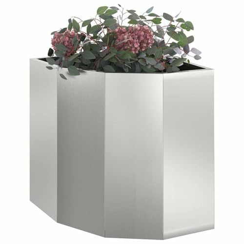 Gecheer Corner Planter Silver 45 x 45 x 50 cm Galvanised steel flowerpot Model883673