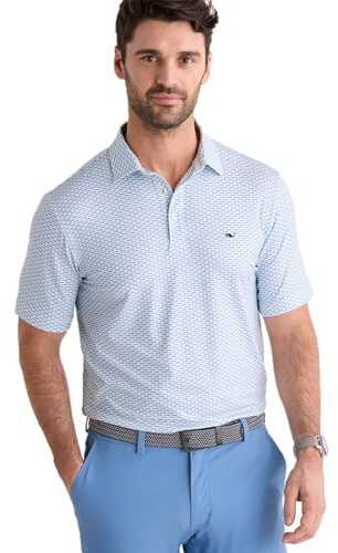 vineyard vines Printed Sankaty Performance Polo, Micro Barracuda, L