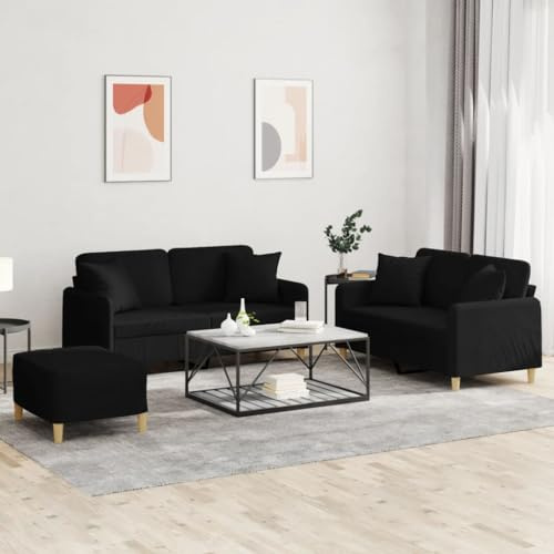 ROMHZKS 3-Sitzer Sofa mit Hocker L-Form Eckcouch Wohnzimmer Garnitur Modern Grau Strapazierfähiger Stoff Robustes Metallgestell Bequem Sitzkomfort