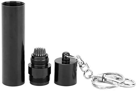 URSXODAWQ Portable Chalk Billiard Cue Tip Pricker, Cue Repair Tool for Pool Snooker, Stainless Steel Tip Shaper with Keychain, Compact Cue Tip Storage Accessory for Players On the Go (Black)