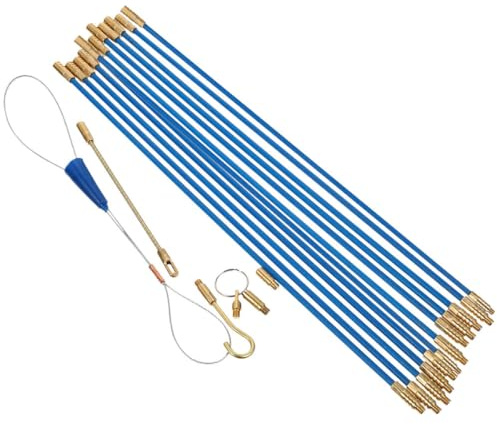 Ciieeo Kit de Tirage de Câbles Électriques 12 Pièces Tiges en Fibre de Verre 33 Cm, Guide-câble Enfile-fil, Outil de Filetage pour Installation Domestique et Câbles à Fibres Optiques