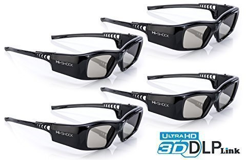 4x Hi-SHOCK DLP Pro 7G Black Diamond | DLP Link 3D Brille für DLP FullHD / UHD 3D Beamer [Shutterbrille | 96-200 Hz | 39g | Akku | DLP Link]