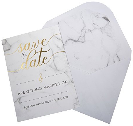 Neviti – Schrift Marmor – Save The Date Karten mit Umschlägen, 10 Stück
