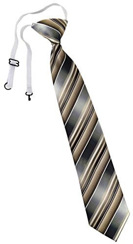 TigerTie Kinderkrawatte in braun beige silber anthrazit grau gestreift - Krawatte vorgebunden mit Gummizug