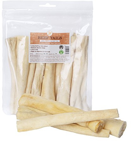 JR Pet Products 250g 6 Beef Bull Cow Tails Dog Treat Dental Chew Low Odour Like Pizzle