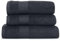 Heim24h - Handtuch-Set 3-teilig, 1 Badetücher, 70 x 140 cm, 2 Handtücher, 50 x 100 cm, Schwarz, weich, saugfähig und schnell trocknend, 100% Baumwolle, 550 g/m², Oeko-TEX® Zertifiziert