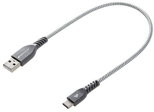 TECHGEAR STRONG High Durability Braided USB C Charging & Data Sync Cable (1ft/30cm) for Samsung Galaxy Tab S6 Lite, Tab A9 Plus / A9 A8 A7 / Lite, S9 S8 S7 Plus/Ultra, Tab Active 3 4 5 Pro - SILVER