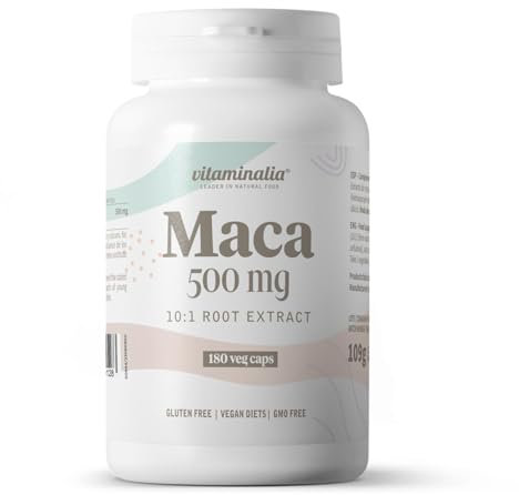 Vitaminalia Maca Pura 5000mg | 180 Cápsulas Vegetales | Extracto 10x veces más concentrado de Raíz de Lepidium meyenii por dosis diaria | No-GMO, Vegano, Sin Gluten