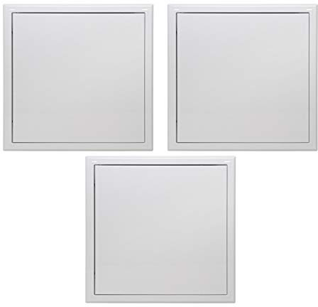 Semin A03619 - Porta biglietti da visita in metallo laccato bianco per l'accesso alle guaine tecniche e guide per pareti e soffitti, apertura a spinta, interno 400 x 400 mm (Confezione da 3)