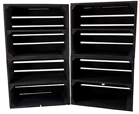 Obstkisten Online 8 Stück neue schwarze Obstkiste mit Zwischenboden 50cm x 40cm x 30cm Regal Holzregale Brett Schuhbox Regalsystem Holzkiste Weinkisten Kisten Schuhregal klassisch Wohnzimmer