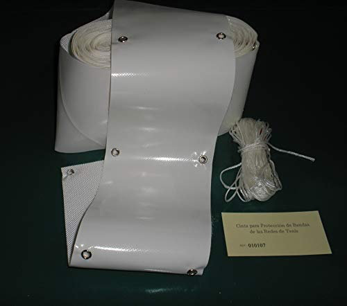 Sedion Cinta de Protección para la Red de Padel de 10,00 m de Longitud. PVC Blanco de Gran Resistencia y Duración. Repuesto para la Red