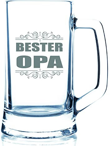 Beschdstoff Bierglas mit Gravur - Bester Opa - 0,5 Liter Bierseidel Geschenk