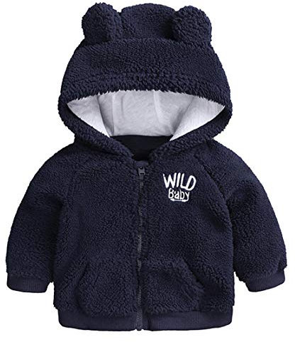 Cappotto Neonato Giacca in Pile Giacche Zipper Felpe con Cappuccio Cappotti Bambino Capispalla in Velluto Giubbotto Invernali Caldi Spessi per Bambini