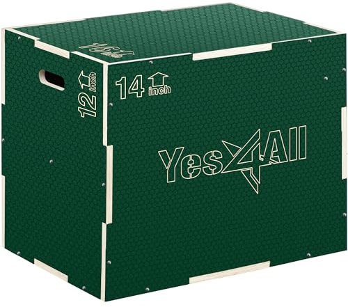 Yes4All HL1V 3-in-1 Aufbewahrungsbox aus Holz, rutschfest, Grün, 40.6 x 35.5 x 30.5 cm, 6 Rings