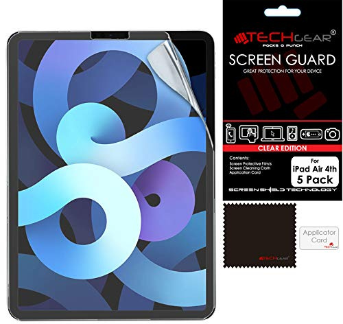 TECHGEAR 5 Stück Schutzfolie für iPad Air 4 [2020 4. Generation] Screen Protector, Ultra Klare Schutzfolie Kompatibel mit iPad Air 4 10.9 Zoll