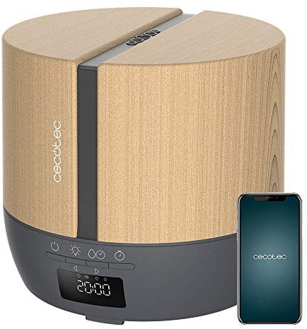 Cecotec PureAroma 550 Connected Grey Woody Aromadiffusor. 500 ml Fassungsvermögen, LED-Anzeige, Lautsprecher, Bluetooth-Steuerung, App, 12-Stunden-Timer, 3 Betriebsmodi, 30 m2 Reichweite, V1705252