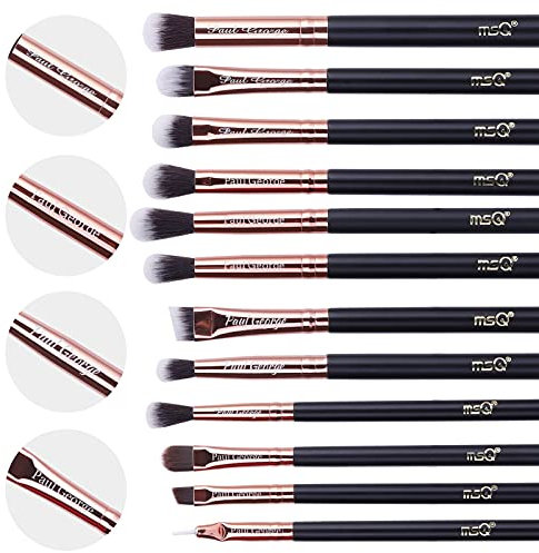 MSQ Custom Augen Make-up Pinsel Personalized Make-up Pinsel Set 12 Stück Lidschattenpinsel Customised Gravierte Name Geschenk für Lidschatten, Augenbrauen, Eyeliner, Blending Rose gold3