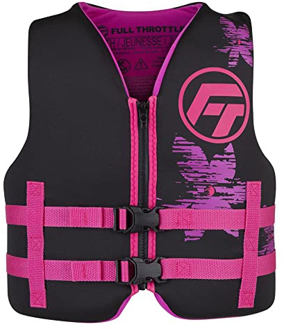 Full Throttle Youth Rapid Dry Neoprene Life Jacket, Pink