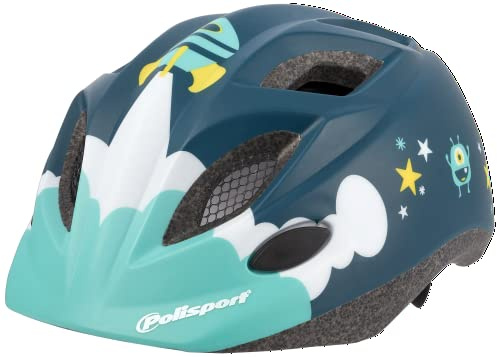POLISPORT 8740800015 - XS Kids Premium Spaceship Fahrradhelm für Kinder verstellbar Grösse XS (48-52cm) mit CE-Zertifizierung für Radfahren Skateboarding Skating in Farbe Spaceship