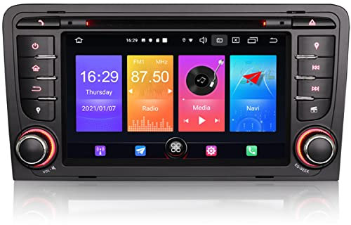 Erisin Android 10.0 Autoradio mit GPS Navi DVD Player Für Audi A3 S3 RS3 RNSE-PU Eingebautes Wireless CarPlay DSP WiFi Bluetooth DAB+ OBD2 DSP 4G RDS Android Auto TPMS Mirror-Link Touchscreen 7 Zoll