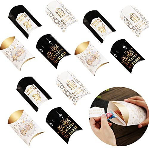 Johiux 12 Stücke Eid Mubarak Tüten,Eid Mubarak Dekoration Treat Taschen,Ramadan Geschenke Dekoration Tüten,Ramadan Kalender Dekoration für Kinder Erwachsene,Ramadan Deko