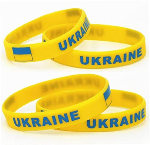 bopely 4pcs Ukraine Silikon Gummi -Armband Armband Gelbblau Ukrainische Flagge Freundschafts Wristlet Schmuck Accessoires Für Frauen Männer