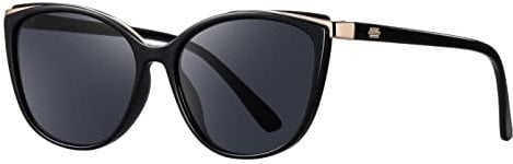 Colrea Trendige Katzenaugen-Sonnenbrille für Frauen Mode Cateye UV400 Schutz Brille CL22017 (schwarze Linse/schwarzer Rahmen)