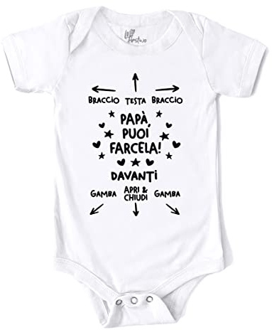 MyFirstwo Body Neonato Divertente Papà Puoi Farcela - Regalo Festa del Papà | Body Manica Corta 100% Cotone Morbido e Traspirante - Simpatica Idea Regalo Bambino Maschio Femmina Baby Shower