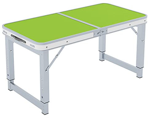 Klapptisch mit Hocker, höhenverstellbarer Klapptisch, Picknick, Camping, Outdoor, tragbares, leichtes Aluminium, mit Tragegriff for Strand, Innenbereich, Büro ( Color : Green , Size : Without bench )