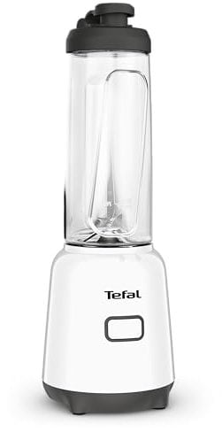 Tefal Mix & Move Mini-Standmixer, inkl. To-Go-Flasche aus Premium Tritan, 300 Watt, platzsparendes Design, abnehmbare Klingen, einfache, ergonomische Einknopfbedienung, Weiß/Schwarz, BL1501