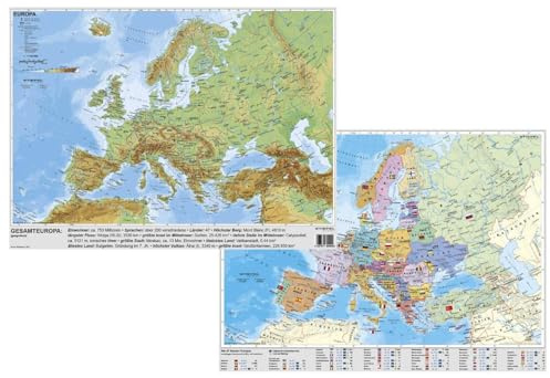 Europa physisch politisch DUO Schreibunterlage Softtouch NEUE AUFLAGE
