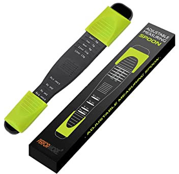 Performore Adjustable Measuring Spoon (Green, Black) with Double End Adjustable Scale, 9 Stalls All in One Measuring Spoon, Wide Range of Measurements, Dry and Semi-Liquid Ingredients