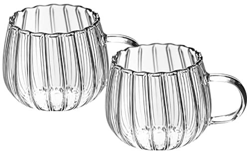 Zerodeko Novelty Coffee Mug 2Pcs Délicat Verres À en Verre Soupe avec Expresso en Forme De Cacao Latte De Classique Tasse Poignée Design Tasses Yaourt Clair pour Un Petit Pumpkin Mug Cups