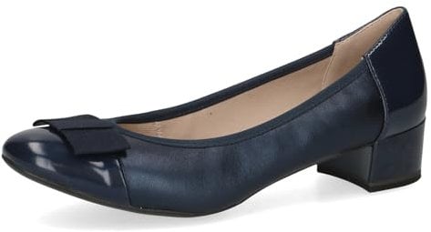 CAPRICE Damen Pumps Lack mit Blockabsatz, Blau (Navy Comb), 36.5 EU