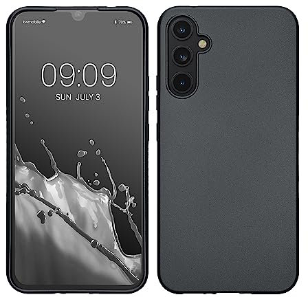 kwmobile Custodia Compatibile con Samsung Galaxy A34 5G Cover - Back Case Morbida - Protezione in Silicone TPU Effetto Metallizzato grigio metallizzato