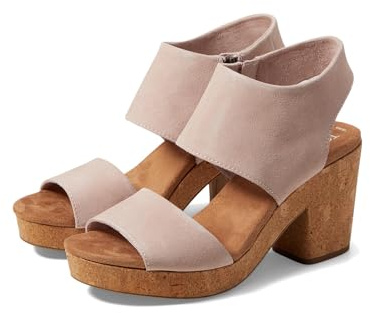 TOMS Women's Majorca Platform Heeled Sandal, Ballet Pink Suede, 10 UK